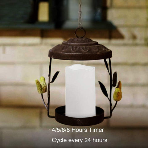 Eight Piece LED Flameless Candle Set Waterproof Resin Battery Operated Indoor Outdoor White With Realistic Warm Yellow Glow No Fire Hazard No Wax Mess Perfect For Cozy Settings in hanging lantern