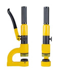 High Strength Stainless Steel Hydraulic Crimping Tool And Hole Punching Machine with yellow ergonomic handle and black accents.