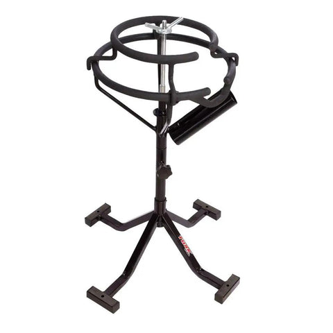Adjustable Height Motorcycle Tire Changing Stand For Easy Wheel Swaps Durable Steel With Black Powder Coat Rim Lock Gap Pry Bar Access Gripped Steps For Stable Home Garage Tire Service