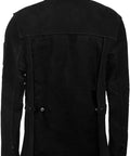 Back view of Heavy Duty Black Leather Welding Jacket Built Tough With Flame Retardant Split Cowhide Leather From Neck To Waist Full Coverage Protection From Flame And Spatter Durable Construction For Pro Welders Size Small