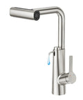 CREA Waterfall Kitchen Faucets with Soap Dispenser, Bar Sink Faucet, Brushed Nickel, Pull Down Sprayer, Single Handle