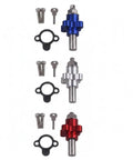 Heavy Duty Manual Cam Chain Tensioner In Cool Blue Aluminum With Smooth Threaded Adjustments No Hassle Swap For Engines Arrives Complete With Gasket And Fasteners For Weekend Wrenchers And Shop Pros. Components include blue, silver, and red tensioners with screws and gaskets.