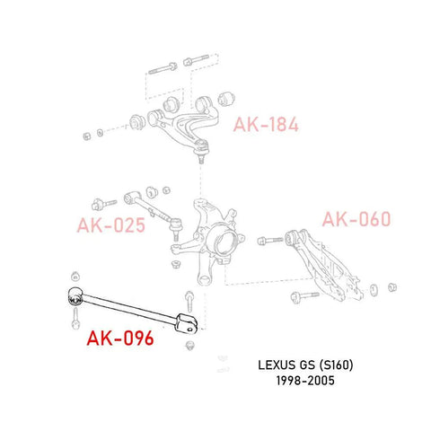 Adjustable Rear Traction Arms for Lexus GS300 GS400 GS430 S160 1998-2005 Set of 2 Beefy Heavy-Duty Steel Alloy with Corrosion-Resistant Finish for Easy Installation and Precise Suspension Geometry, rear suspension diagram