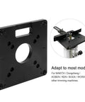 Six Piece Aluminum Alloy Milling Flip Board Inset Plate Kit for Router Tables and Trimming Machines, shown with tool.