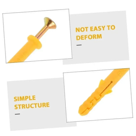 Heavy Duty Zinc Plated Drywall Anchor Kit With Self Drilling Screws For Woodworking No Pre Drill Install Rust Resistant Yellow Zinc Finish Two Sets For Quick DIY Wall Mounts Shelves And Hooks, yellow zinc anchor close-up