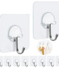 Heavy Duty Adhesive Hooks Up To 15 Lbs With 180 Degree Rotating Design Nail Free Wall Hangers in clear stick on 10 pack