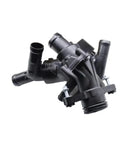 Direct Fit Engine Coolant Thermostat For Mercedes Benz Cla Gla Glc Class W156 W117 W176 M133, black plastic design with multiple pipes.