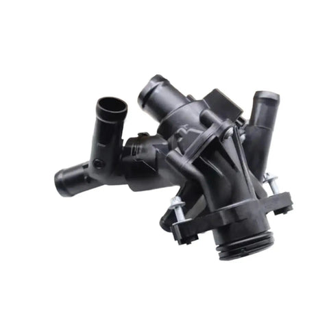 Direct Fit Engine Coolant Thermostat For Mercedes Benz Cla Gla Glc Class W156 W117 W176 M133, black plastic design with multiple pipes.
