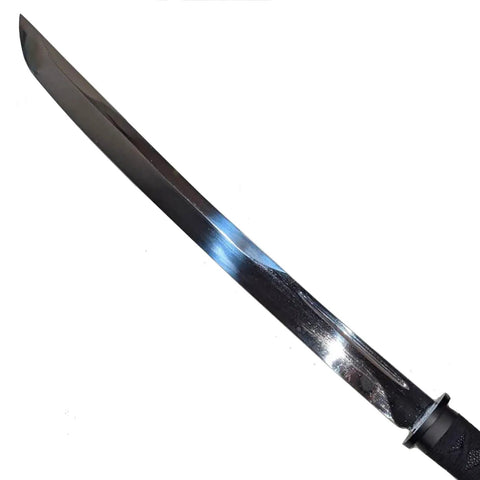 Close-up of 30.5 Inch Full Tang Wakizashi Samurai Sword With 65Mn Spring Steel Blade Oil Tempered Edge