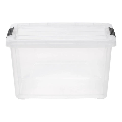 32 Qt Clear Plastic Storage Bin With Lid, Stackable Tote Containers With Black Latch Buckles, See Through Body For Quick Item ID