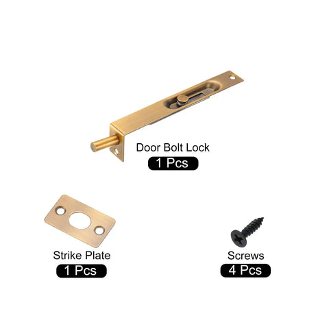 Six Inch Flush Bolt For Wood And Composite Doors With Brass Tone Finish. Bulletproof Stainless Steel Concealed Slide Latch. Zero Hassle Push Button Operation And Built To Handle Daily Grind. Top Notch Hardware For Double Doors And Busy Homes.