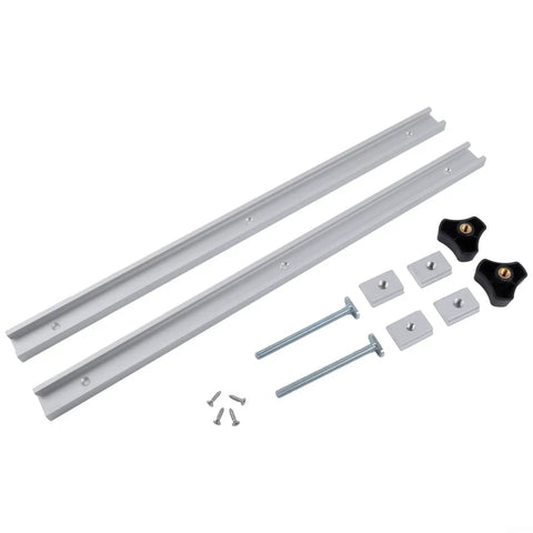 Aluminum Alloy T Track Rail Set With Sliders And Handles For Woodworking Jigs Fixtures Drill Press Tables And Router Tables M6 And M8 T Bolts Silver Finish