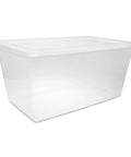No Sweat Storage Tote Featuring A Crystal Clear Body And A Secure Latching Top Crafted From Heavy Duty Plastic For Zero Fuss Closets And Streamlined Bedroom Systems.