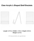 Crystal Clear L Shaped Bookends For Desk And Shelf Organization See Through Acrylic Supports dimensions and side view