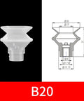 Grab these Mini Vacuum Suction Cup Chuck Manipulator Accessories with Industrial Rubber Sucker Pads, B20 rubber cup design with dimensions.