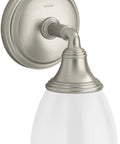 Devonshire Style Wall Sconce Bath Vanity Light With Frosted Glass Shade, Brushed Nickel Finish, Up Or Down Mount, UL Listed