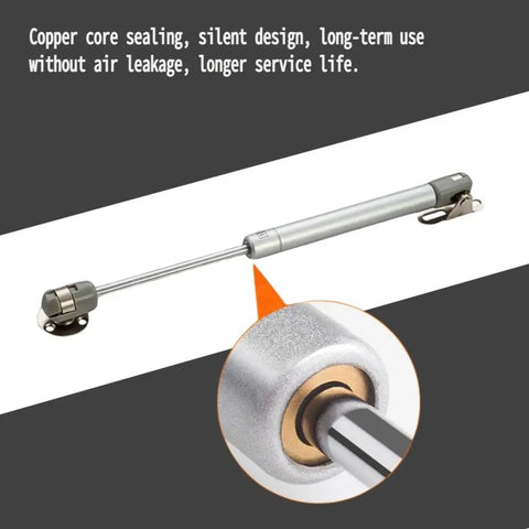 Two Pack Soft Close Toy Box Hinges With 100N Gas Strut showcasing copper core sealing for heavy curved lids.