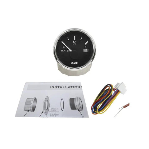 52mm Water Level Gauge Indicator With Red Or Yellow Backlight 240-33 Ohm for 12V and 24V vehicles, with installation guide and wiring