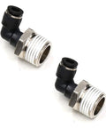 1/2 NPT Push To Connect Air Fitting 1/4 In OD Tubing Elbow 90 Degree Quick Connect Pneumatic Fittings Male Threaded Lock Push In Tube Connector 2 Pack For Air And Water Lines, black and silver