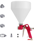 Professional Air Texture Spray Gun With 1.5 Gallon Hopper and Three Easy Swap Nozzles for drywall finishing.