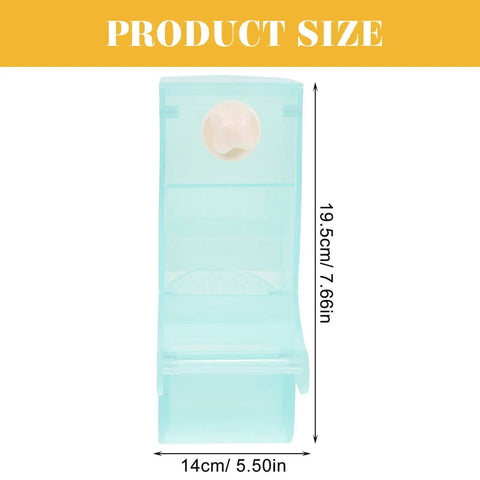 No Fuss Splash Proof Bird Feeder Cage Mount With Secure Buckle Clip And Hanging Rod For Parrots And Finches Easy Breezy Setup Green Seed Bowl product size with 19.5cm height and 14cm width.