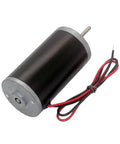 Permanent Magnet DC Motor With High Torque And Reverse Capability 24V DC 4000 RPM Industrial Grade Forward And Backward Drive 12V 24V Compatible One Piece Unit For Robotics Automation And Hobby Power Projects black cylindrical DC motor with red and black wires
