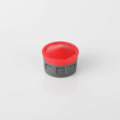 Standard Size Bathroom Faucet Aerators 3 Pack 2.2 Gpm Water Saving Restrictor Inserts with red top and gray base, for smooth flow.