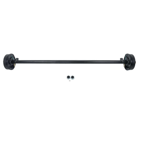 Heavy Duty 3500 Lb Trailer Electric Brake Axle With 5 Lug 4.5 Inch Bolt Pattern 85 Inch Hub Face And 70 Inch Spring Center Ready To Mount