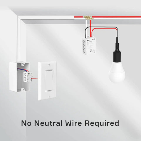 Diagram of Smart In Wall Relay Switch No Neutral Required Works With HomeKit 2.4GHz WiFi Light Switch installation