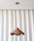 YUJIDAO 19.7 Inch Rattan Chandelier, Boho Pendant Lighting, Hand-Woven Light Fixture with Adjustable Cable, Modern Farmhouse Hanging Ceiling Lamp for Dining Room, Bedroom, Entryway with wavy rattan shade.