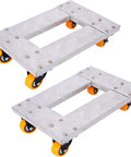 Heavy Duty Furniture Moving Dolly With Aluminum Frame And 800 Lb Load Capacity, 18 By 12 Inch Platform, 3 Inch TPU Wheels, 2 Pack For Easy Haul Of Heavy Furniture And Gear In Everyday Jobs. Two aluminum dollies with orange TPU wheels on white background