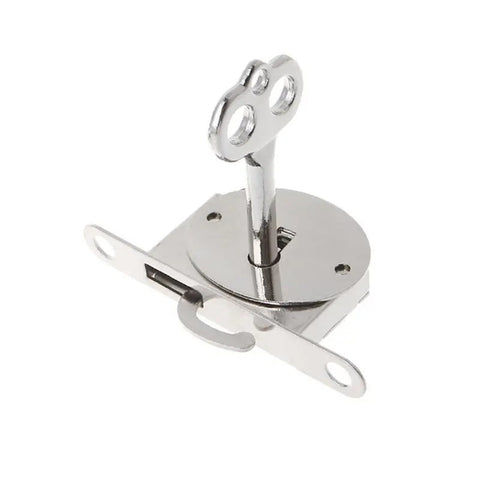 Vintage Style Drawer Lock Set With Keys Five Piece Hardware with silver lock and key displayed in focus