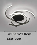Dope Sleek Modern LED Ceiling Light Flush Mount With Dimmable Acrylic Panel, 55x10cm, shown in spiraled aluminum design