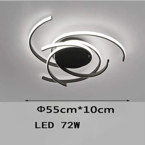 Dope Sleek Modern LED Ceiling Light Flush Mount With Dimmable Acrylic Panel, 55x10cm, shown in spiraled aluminum design