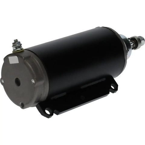 Side view of drop-in starter for Evinrude Johnson OMC V6 outboard engines 150-235 HP with mounting brackets visible
