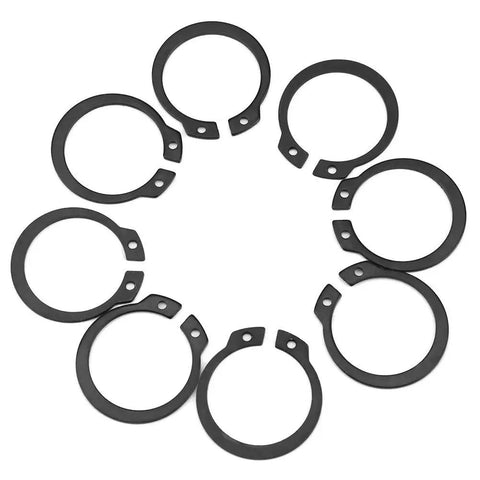 External Circlip Kit 150 Pcs With 18 Sizes 3mm To 32mm Metal Retaining Rings displayed in a circular pattern