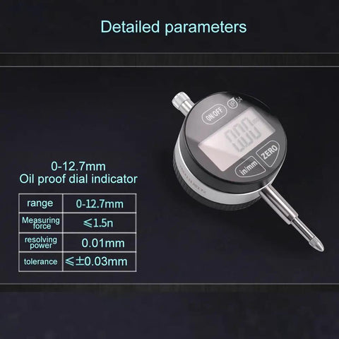 Digital Dial Indicator With 0.01mm Resolution, 0 To 12.7mm Range, IP54 Waterproof And Dust Proof, Inch And Metric Reading, 0.0005 Inch, Pro Certificate Included, Beast Mode Precision For Small, Ultra Accurate Measurements
