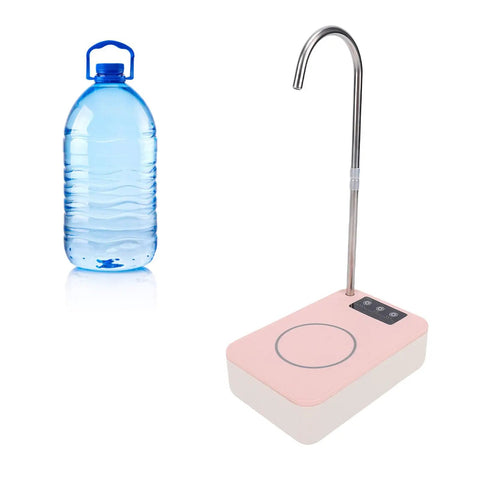 Desktop Water Dispenser Pump for 2, 3, 5 Gallon Bottles, Portable Bottle Pump with 360 Degree Rotatable Spout, Pink