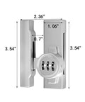 Keyless 3 Digit Combination Gate Latch For Barn Doors And Cabinets Mechanical Password Lock For Privacy shown with dimensions.