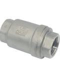 1/2 in stainless steel inline NPT female check valve, CF8M, side view