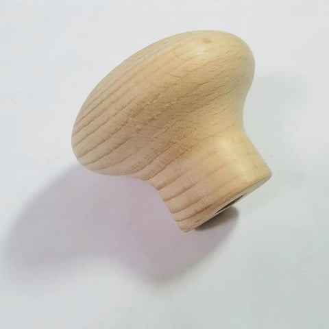 Real Deal Unfinished Beech Wood Cabinet Knobs Big Boy Sized Round Drawer Pulls Pack Of Four With Heavy Duty Screws Top Shelf Hardware For Any Home Reno close-up of unfinished beech cabinet knob