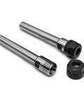 Solid ER Extension Rod Collet Chuck For CNC Milling And Lathe Tools, stainless steel, includes threaded connection and nut.