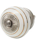 100 Pack White Ceramic Stripe Cabinet Knobs Heavy Duty Drawer Pulls Top Shelf Kitchen Hardware For Dresser And Bedroom Doors Dead Simple Install Totally Knockout Finish close-up view.