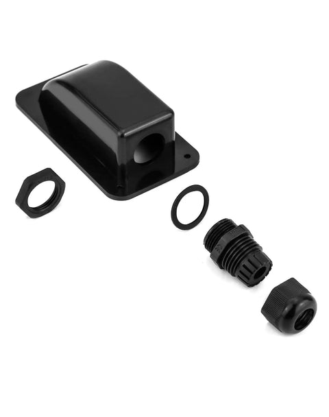 4 Pack IP68 Solar Cable Entry Gland, Waterproof ABS 1 Way Cable Housing in black for RV, caravan, marine, and solar panel installations.