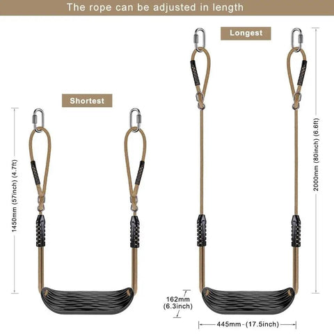 Heavy Duty Plastic Swing Seat With Non Slip Design, Adjustable Rope, Four Carabiners, Built For Indoor Or Outdoor Backyard Playsets