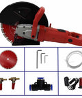 Top Shelf 14 Inch Electric Circular Concrete Saw 3500W Powerhouse Masonry Cutter with attachments and accessories.