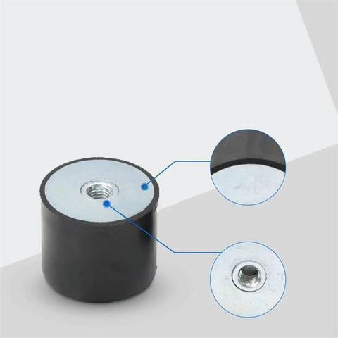 Close-up of Heavy Duty Rubber Shock Absorber With Metric Female Side Mount Crash Pad Damper Bobbin Isolator, M16 100X50Mm.