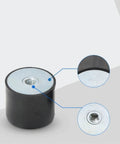 Pro Grade Rubber Shock Absorber Damper Mount Isolator Bobbin with Metric Female Side Thread for Boat and Car, smooth black rubber design.