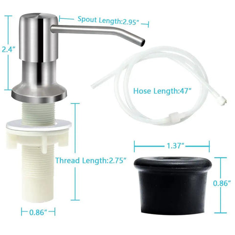 Brushed Nickel Kitchen Soap Dispenser With 47 Inch Silicone Extension Tube Direct Fill Design No Hassle Refills Easy Countertop Install