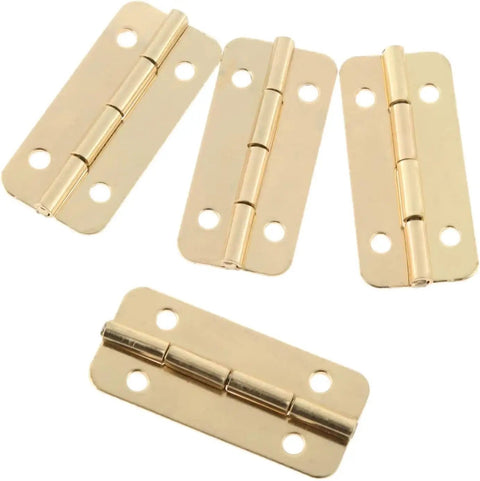 Gold Box Hinges Set 10 Pieces 37x17mm Heavy Duty Cabinet and Jewelry Box Hinges With Screws For Vintage Wood Boxes, Gift Boxes, Wine Boxes, Dollhouses and More. Gold metal box hinges